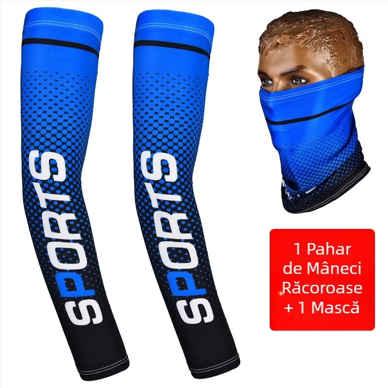 Mâneci cu protecție UV, material Ice-Silk din poliester, croială lejeră pentru activități în aer liber (bărbați)