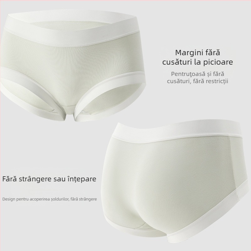 Chiloți femei din bumbac, antibacteriali, talie medie, model triunghiular, căptușeală în zona inghinală din grafenă