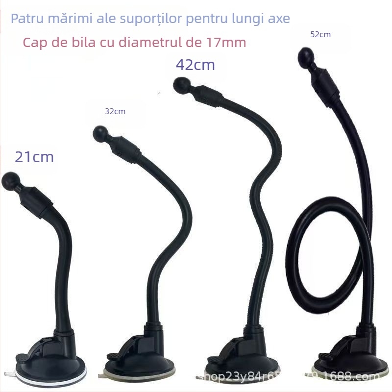 Suport auto pentru telefon cu cap sferic, ventuză extinsă, tijă lungă, adaptor universal — Model RST-X28