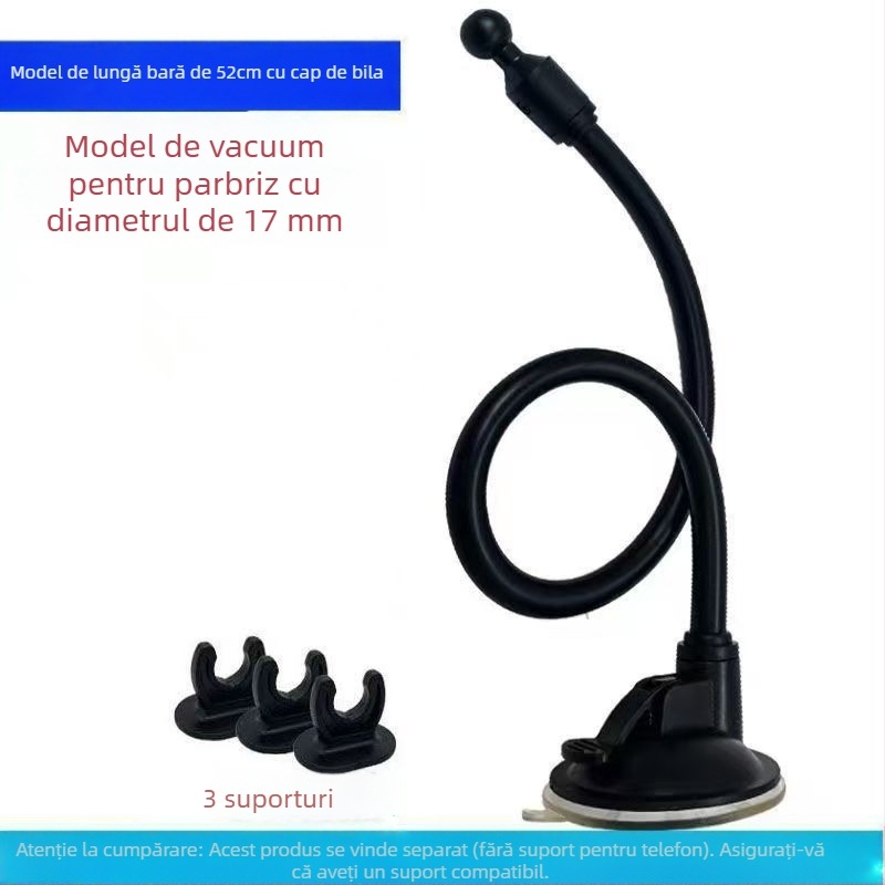 Suport auto pentru telefon cu cap sferic, ventuză extinsă, tijă lungă, adaptor universal — Model RST-X28