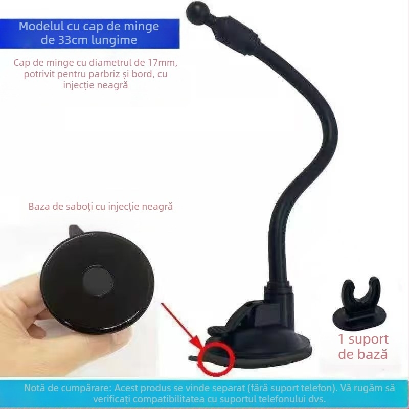 Suport auto pentru telefon cu cap sferic, ventuză extinsă, tijă lungă, adaptor universal — Model RST-X28