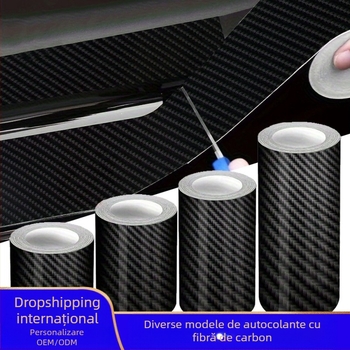 Hao Kuang Autocolant protector din fibră de carbon pentru mașină, tip adeziv, model fibră de carbon