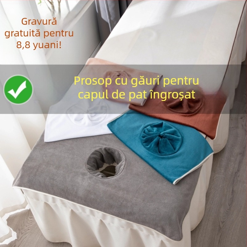 Prosoape din microfibră pentru curățare cu găuri pentru așezarea patului și masaj; imprimarea logo-ului disponibilă; 140 g; absorbție 0–5 s
