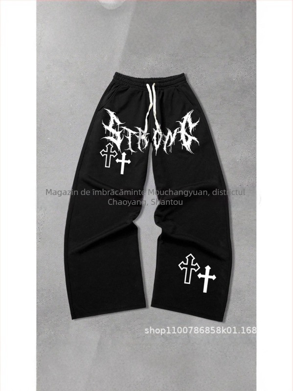 Pantaloni cargo, croială liberă, lungi, talie medie, închidere cu șnur