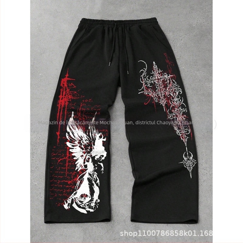 Pantaloni cargo, croială liberă, lungi, talie medie, închidere cu șnur