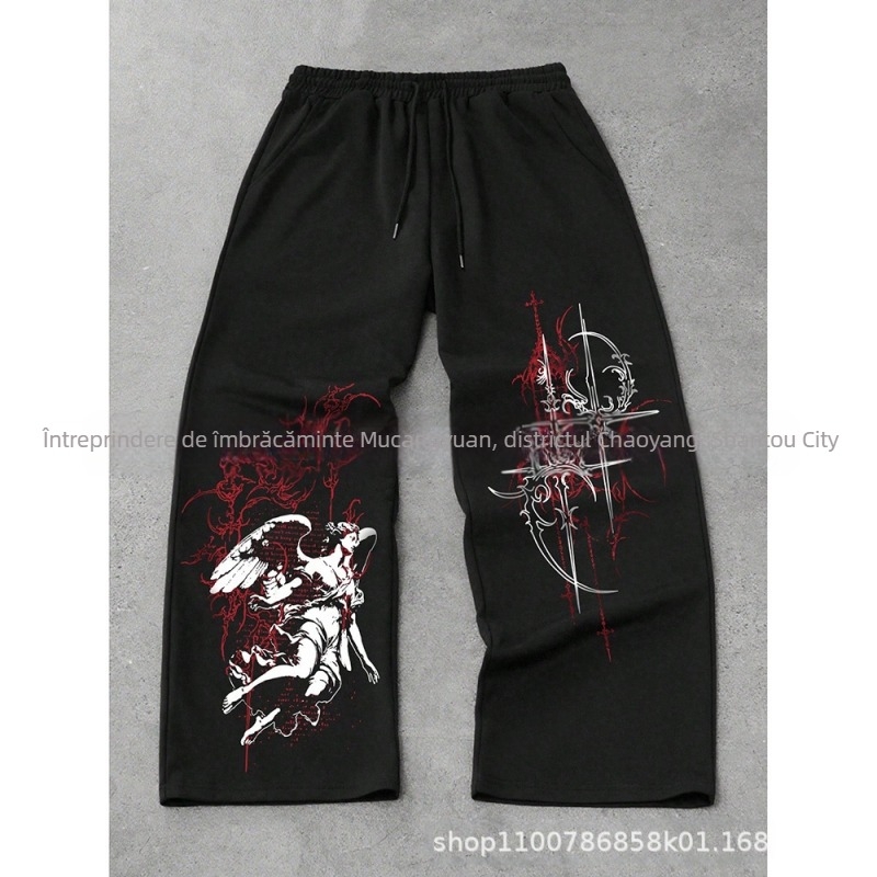 Pantaloni cargo, croială liberă, lungi, talie medie, închidere cu șnur