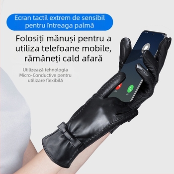 Mănuși din piele de oaie cu degete – călduroase, pentru primăvară, lansare iarna 2024