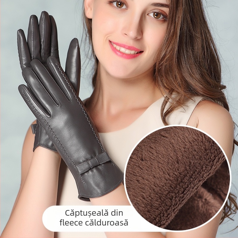 Mănuși din piele de oaie cu degete – călduroase, pentru primăvară, lansare iarna 2024