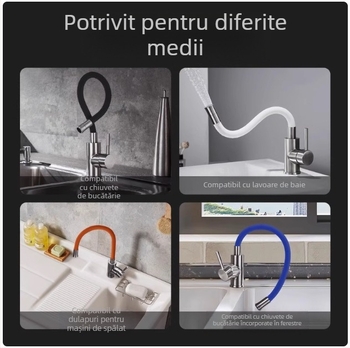 Robinet de bucătărie rotativ pentru chiuvetă, cartuș ceramic, corp din aliaj de zinc, model CL-WXCF01