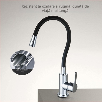 Robinet de bucătărie rotativ pentru chiuvetă, cartuș ceramic, corp din aliaj de zinc, model CL-WXCF01