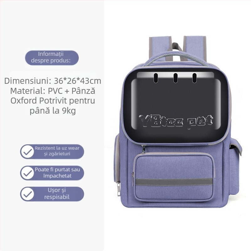 Rucsac pentru animale de companie, pentru pisici și câini mici, design respirabil tip capsulă spațială, capacitate mare