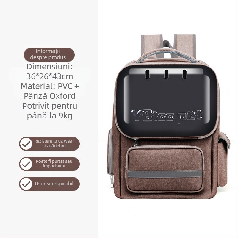 Rucsac pentru animale de companie, pentru pisici și câini mici, design respirabil tip capsulă spațială, capacitate mare