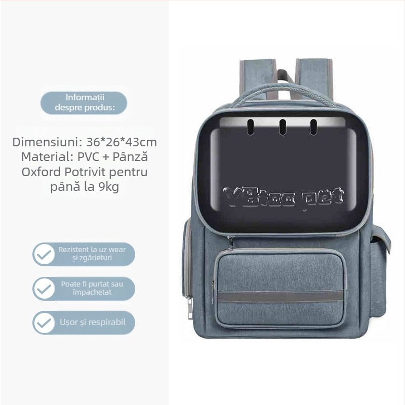 Rucsac pentru animale de companie, pentru pisici și câini mici, design respirabil tip capsulă spațială, capacitate mare