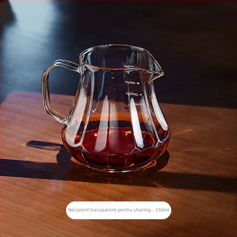 Bincoo Oală de cafea din sticlă pentru împărțire, cu ceașcă de degustare și filtru – stil modern minimalist, design simplu