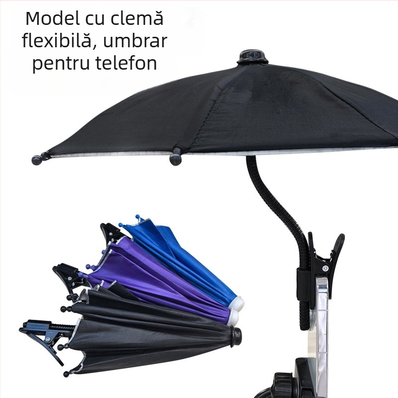 Umbrelă mini cu ax și mâner din oțel, 8 nervuri, pânză poliesterică, protecție UV PA+++, deschidere/închidere manuală
