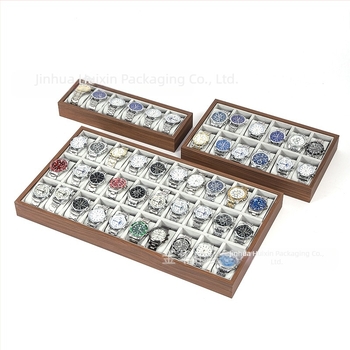 Tava de afișare pentru ceasuri din lemn, lucrată manual, 6–30 poziții, ambalaj cadou pentru bijuterii