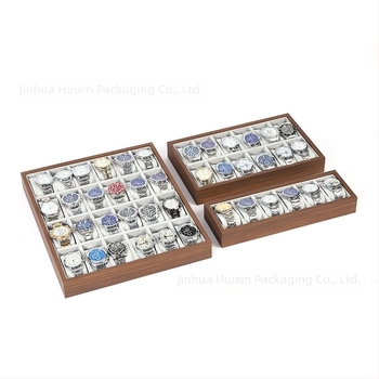 Tava de afișare pentru ceasuri din lemn, lucrată manual, 6–30 poziții, ambalaj cadou pentru bijuterii