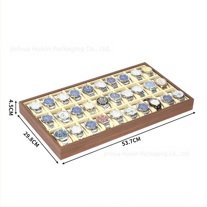 Tava de afișare pentru ceasuri din lemn, lucrată manual, 6–30 poziții, ambalaj cadou pentru bijuterii