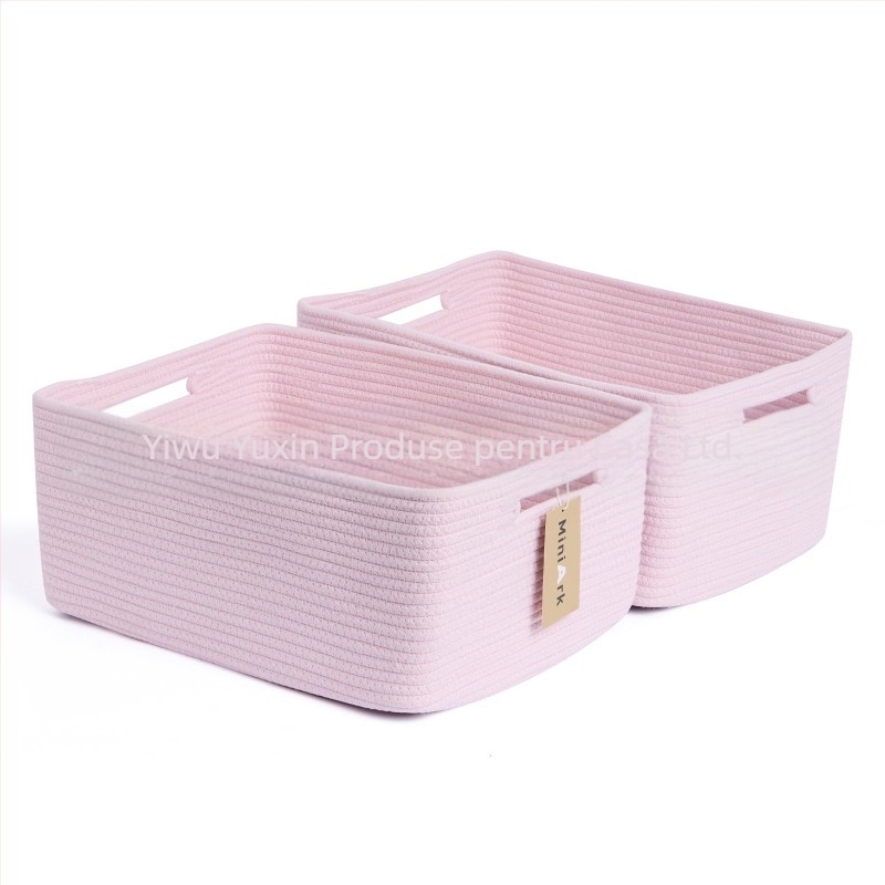 Yunxin AB-125B coș de depozitare din sfoară de bumbac – organizator multifuncțional pentru CD-uri, telecomenzi, papetărie, cosmetice și cărți