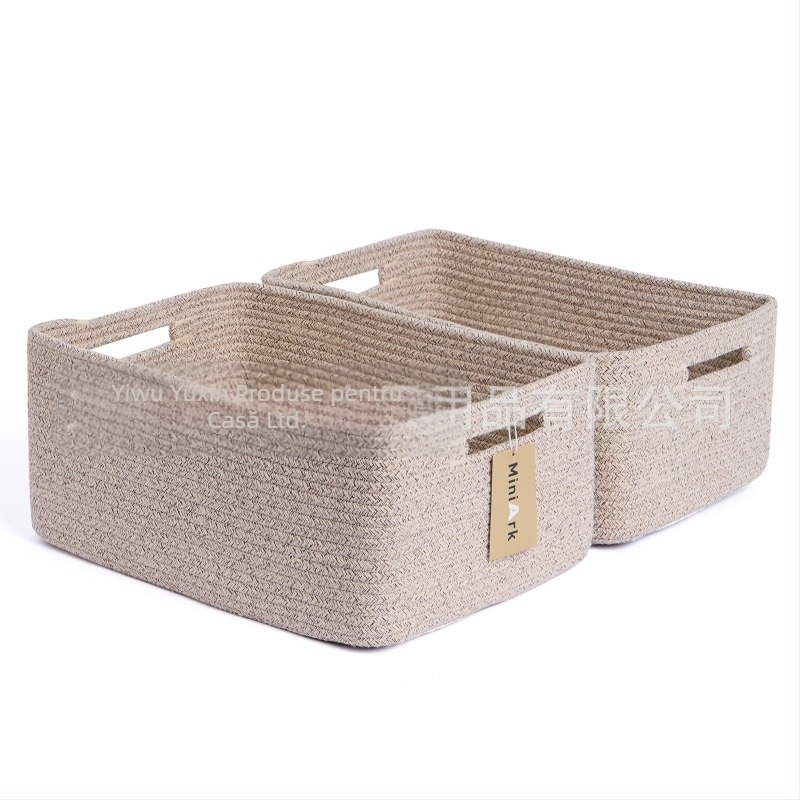 Yunxin AB-125B coș de depozitare din sfoară de bumbac – organizator multifuncțional pentru CD-uri, telecomenzi, papetărie, cosmetice și cărți