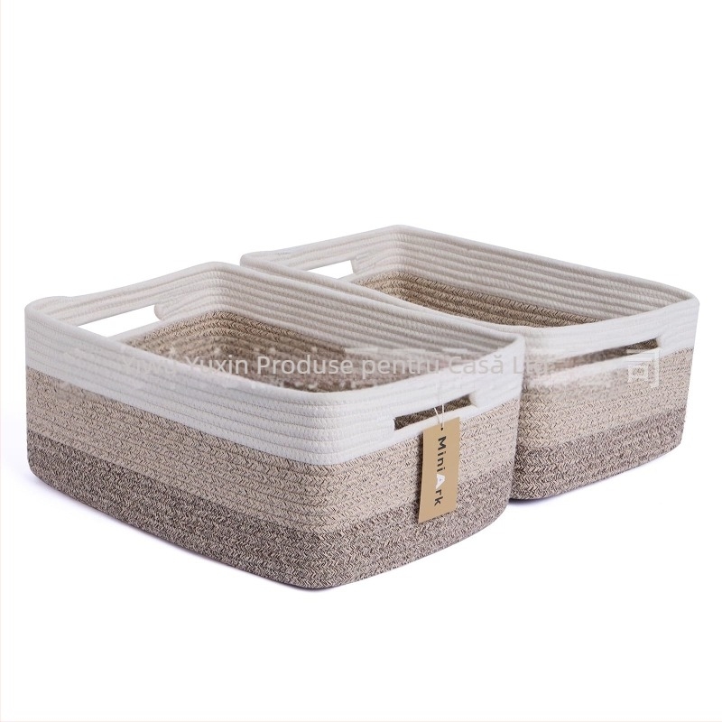 Yunxin AB-125B coș de depozitare din sfoară de bumbac – organizator multifuncțional pentru CD-uri, telecomenzi, papetărie, cosmetice și cărți