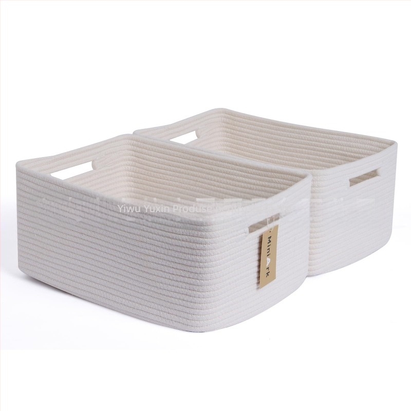 Yunxin AB-125B coș de depozitare din sfoară de bumbac – organizator multifuncțional pentru CD-uri, telecomenzi, papetărie, cosmetice și cărți