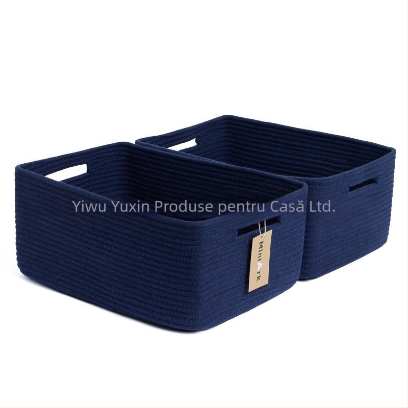 Yunxin AB-125B coș de depozitare din sfoară de bumbac – organizator multifuncțional pentru CD-uri, telecomenzi, papetărie, cosmetice și cărți