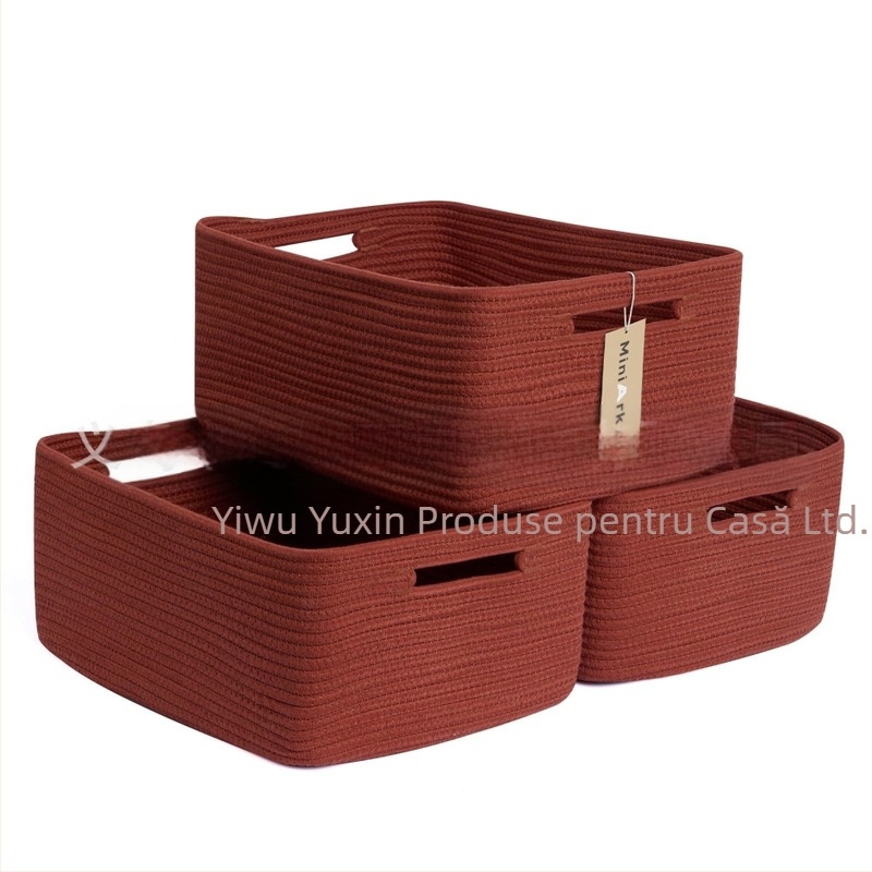 Yunxin AB-125B coș de depozitare din sfoară de bumbac – organizator multifuncțional pentru CD-uri, telecomenzi, papetărie, cosmetice și cărți