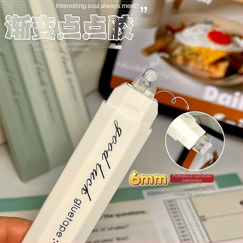 Duwu Lipire tip stilou cu puncte, design gradient, adeziv puternic dublu-fațetat, pentru caiete studențești și lucrări manuale