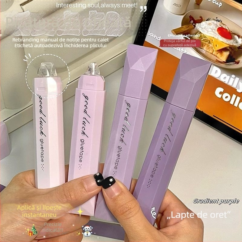 Duwu Lipire tip stilou cu puncte, design gradient, adeziv puternic dublu-fațetat, pentru caiete studențești și lucrări manuale