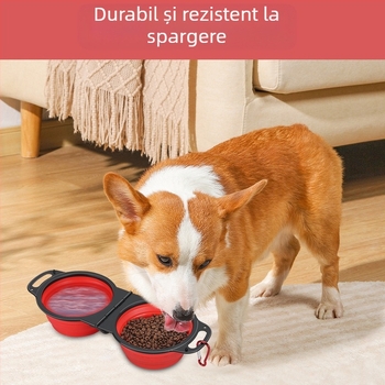 Vas pliabil pentru animale, cu două boluri, din plastic, model ZDSW-02, Guangdong