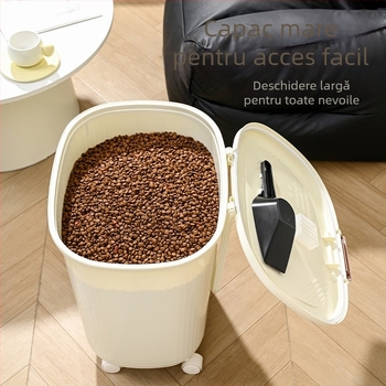 Container de depozitare a hranei pentru animale de companie – etanș, rezistent la umezeală și la insecte, 45L, din PP, pentru hrana pisicii și a câinelui