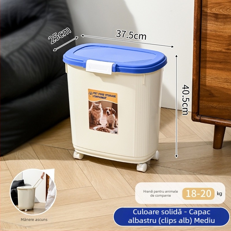 Container de depozitare a hranei pentru animale de companie – etanș, rezistent la umezeală și la insecte, 45L, din PP, pentru hrana pisicii și a câinelui