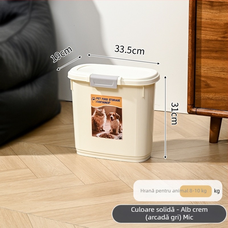 Container de depozitare a hranei pentru animale de companie – etanș, rezistent la umezeală și la insecte, 45L, din PP, pentru hrana pisicii și a câinelui