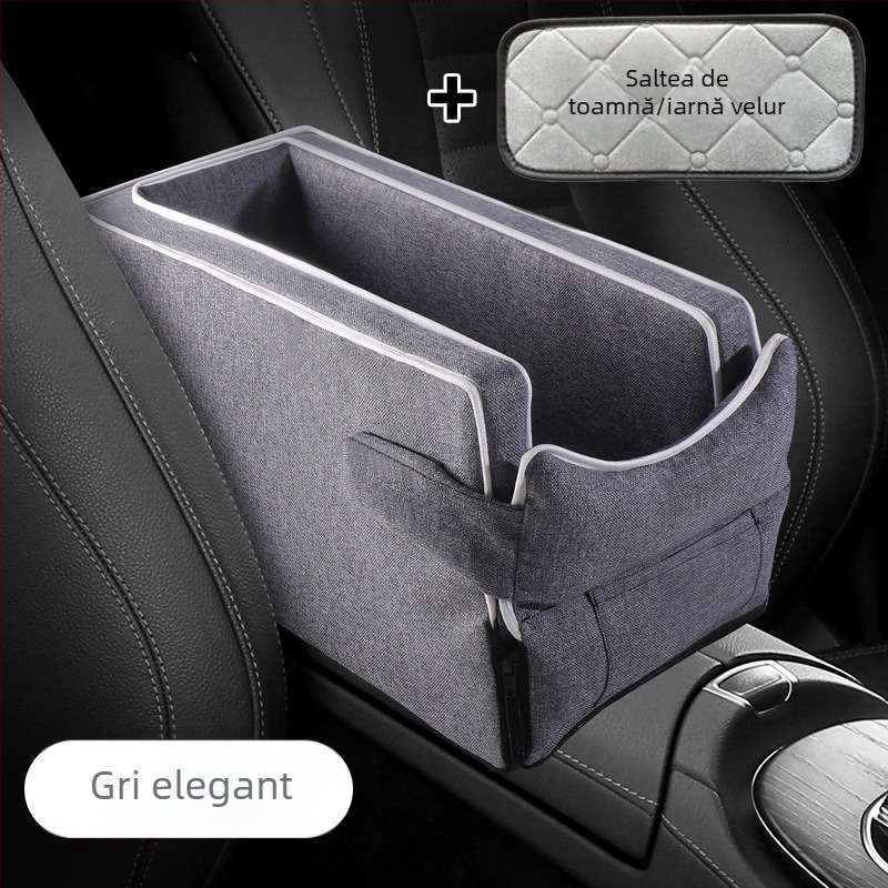 Scaun de siguranță pentru animale — Consolă centrală auto – umplutură pluș, suprafață textilă, universal pentru toate anotimpurile, design minimalist