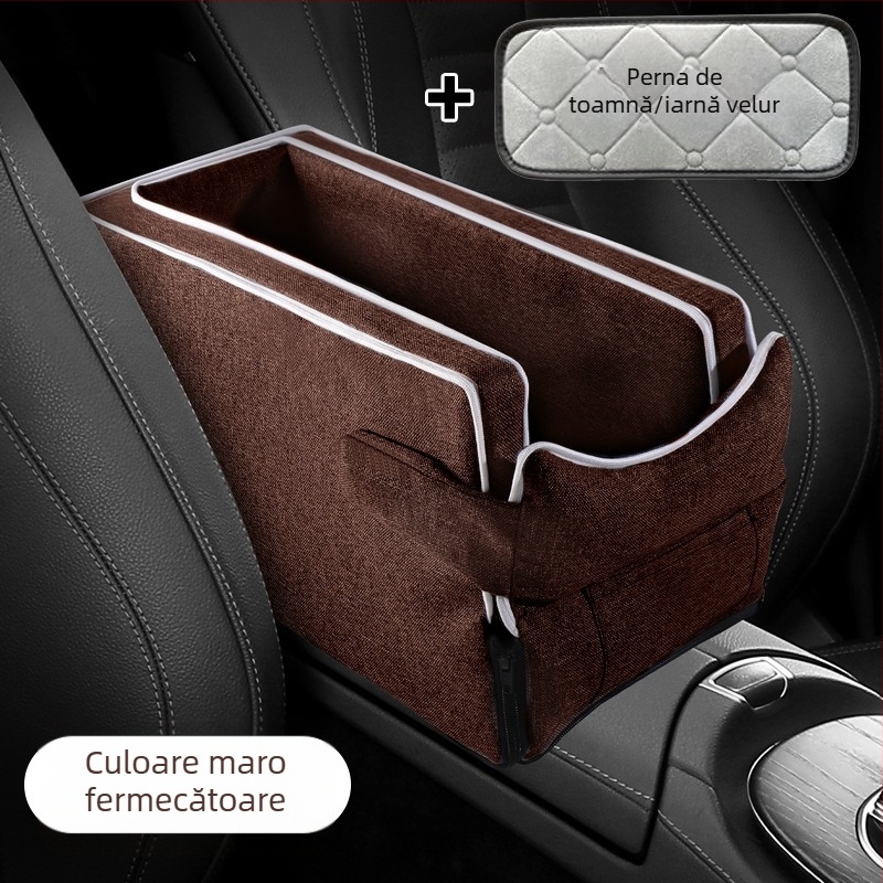 Scaun de siguranță pentru animale — Consolă centrală auto – umplutură pluș, suprafață textilă, universal pentru toate anotimpurile, design minimalist