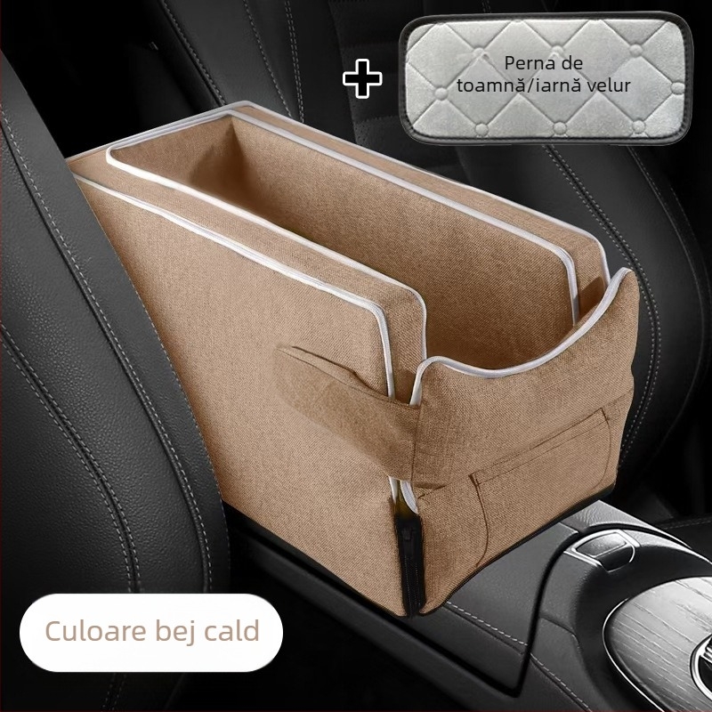 Scaun de siguranță pentru animale — Consolă centrală auto – umplutură pluș, suprafață textilă, universal pentru toate anotimpurile, design minimalist