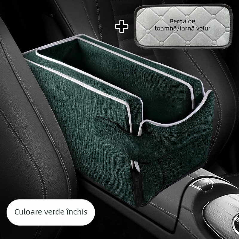 Scaun de siguranță pentru animale — Consolă centrală auto – umplutură pluș, suprafață textilă, universal pentru toate anotimpurile, design minimalist