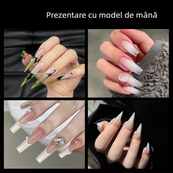 Forme de unghii cu cristale pentru extensie – formă gheară de vultur, tip vârf lung, model Starry Sky, cutie cu 140 buc.