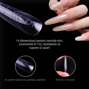 Forme de unghii cu cristale pentru extensie – formă gheară de vultur, tip vârf lung, model Starry Sky, cutie cu 140 buc.