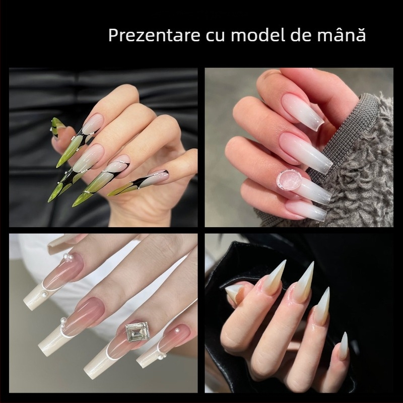 Forme de unghii cu cristale pentru extensie – formă gheară de vultur, tip vârf lung, model Starry Sky, cutie cu 140 buc.
