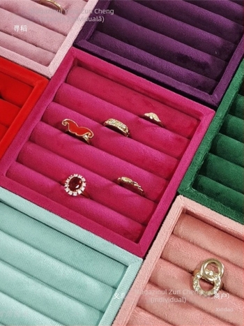 Tavă portabilă de afișare a inelelor cu husă de catifea dantelată, stil artistic, organizator pentru sertar de bijuterii — primăvara 2025