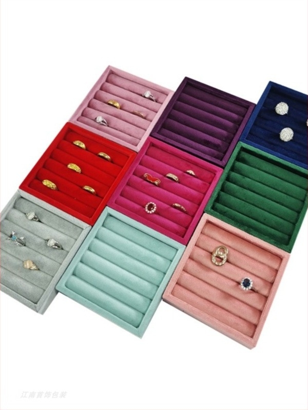 Tavă portabilă de afișare a inelelor cu husă de catifea dantelată, stil artistic, organizator pentru sertar de bijuterii — primăvara 2025