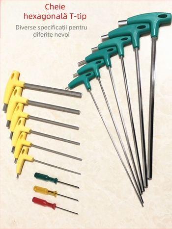 Cheie Allen în formă de T, cu extensie de mâner, din oțel carbon înalt