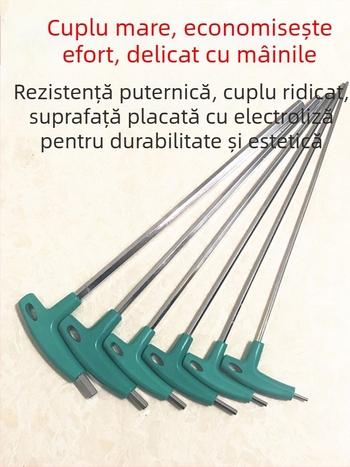 Cheie Allen în formă de T, cu extensie de mâner, din oțel carbon înalt
