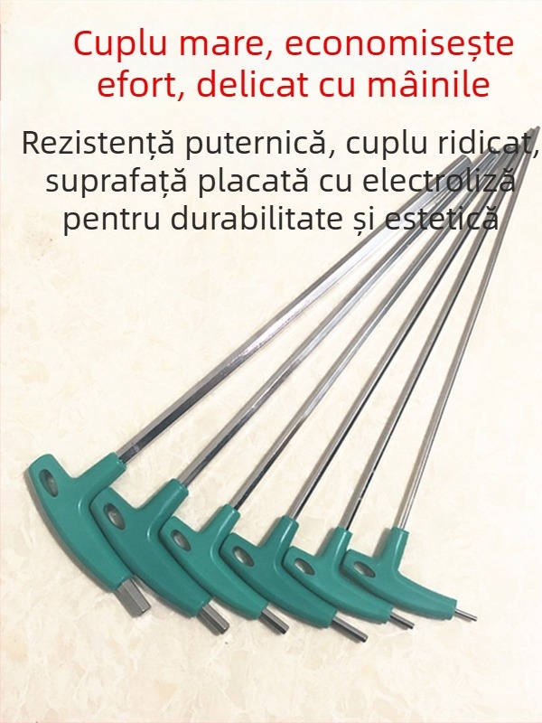 Cheie Allen în formă de T, cu extensie de mâner, din oțel carbon înalt
