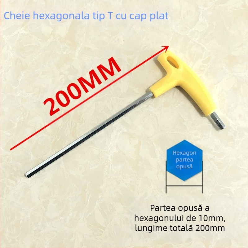 Cheie Allen în formă de T, cu extensie de mâner, din oțel carbon înalt