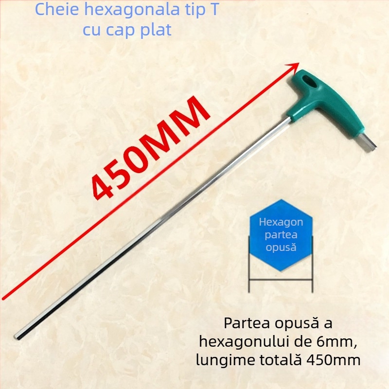 Cheie Allen în formă de T, cu extensie de mâner, din oțel carbon înalt