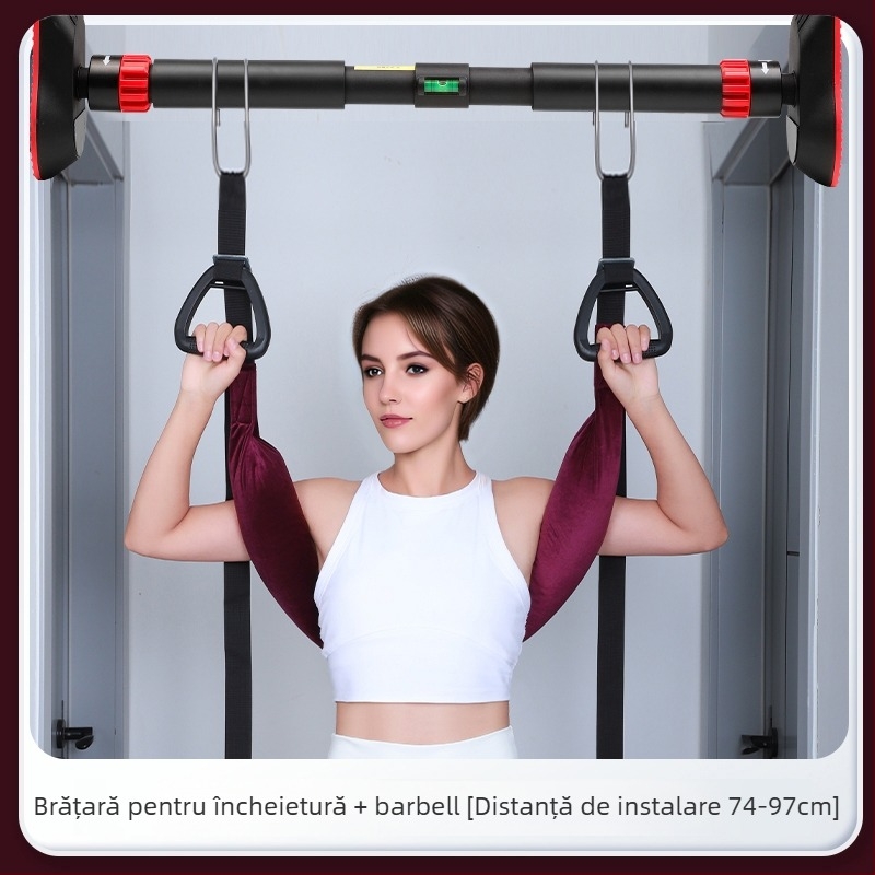 Curea de tracțiune lombară cu curea pentru gât, pentru întindere la domiciliu – bară unică, suport pentru protruzia discului