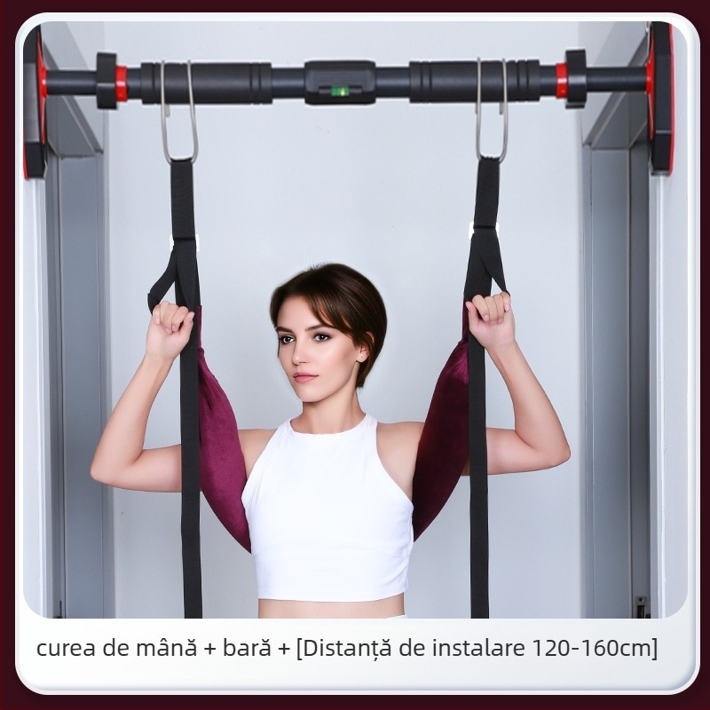 Curea de tracțiune lombară cu curea pentru gât, pentru întindere la domiciliu – bară unică, suport pentru protruzia discului